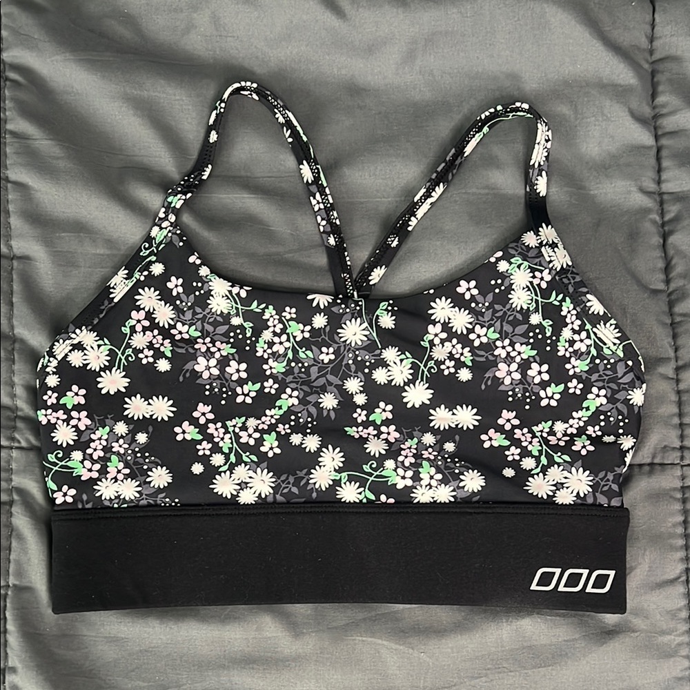 Lorna Jane Black Floral Studded Sports Bra *Estimated Size XS